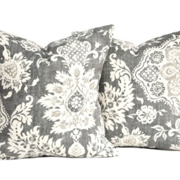 Two High Quality Magnolia Pillow Covers, Slate Grey Pillow, Cushion, Decorative Throw Charcoal Pillow - thumbnail 4