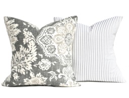 Two High Quality Magnolia Pillow Covers, Slate Grey Pillow, Cushion, Decorative Throw Charcoal Pillow