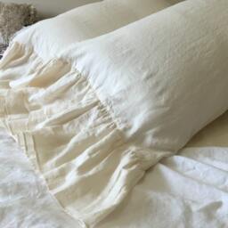 A Pair Of Cream Linen Pillow Covers Feature Mermaid Long Ruffles, Inspired By French Country Style, Shabby Chic Cases - thumbnail 3