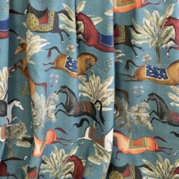 Arabian Horses Blue Curtains Custom Window Treatment - thumbnail 2