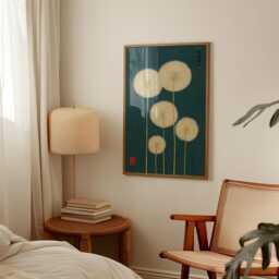 Green Dandelion Poster - Japanese Botanical Illustration Minimal Floral Wall Art - thumbnail 2