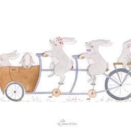 Baby Room Wall Rabbit Decor, Nursery Bike Birth Gift - thumbnail 2