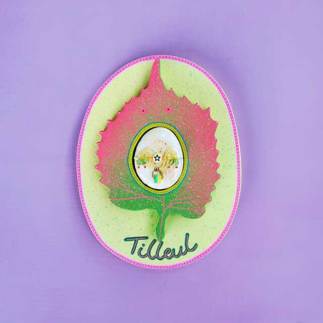 Botanical Wall Sculpture - Linden - Wooden Plant Art & Agate Stone, Poetic Talisman One-Of-A-Kind Piece Inspired By Nature - image 1