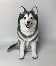 Pet Memorial, Clay Sculpture, Portrait, Dog Custom Sculpture With Toy - thumbnail 1