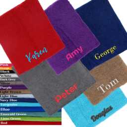 Personalised Embroidered Name On Towel - Custom Hand & Bath Towels Housewarming Gifts Kids Swim Sports All Colours