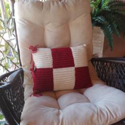 Christmas Red White Square Decorative Pillow, Yellow Pink Blue Handknit Yarn Pillows, Cable Knit Home Yard Room Bedding, Nursery Gift - thumbnail 3