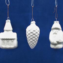 Set Of Three Handmade White Ceramic With Delft Blue Painted Christmas Tree Decorations -Trio - thumbnail 3