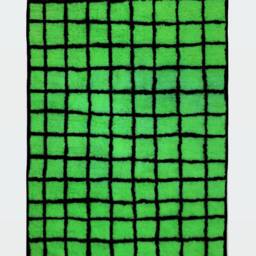 Grid Moroccan Rug, Beniourain Handmade Rug, White Wool Berber Green Cream Area Pattern Winter Home Blue Rug - thumbnail 4