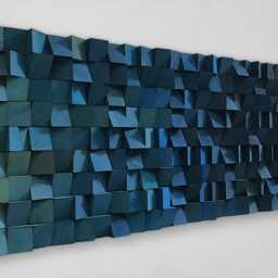 Reclaimed Wood Mosaic Wall Art - Blue Ombre Sculpture - thumbnail 2