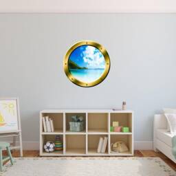 Fake Window 3D Ocean View Wall Decal Sea Porthole Peel & Stick Decor Vwaq Gp34 - thumbnail 1