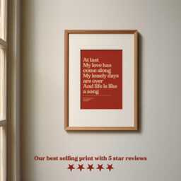 Custom Song Lyric Print - Music Poster Wall Art A5 A4 A3 Typographic Lyrics Decor Special Personalised Gift - thumbnail 2