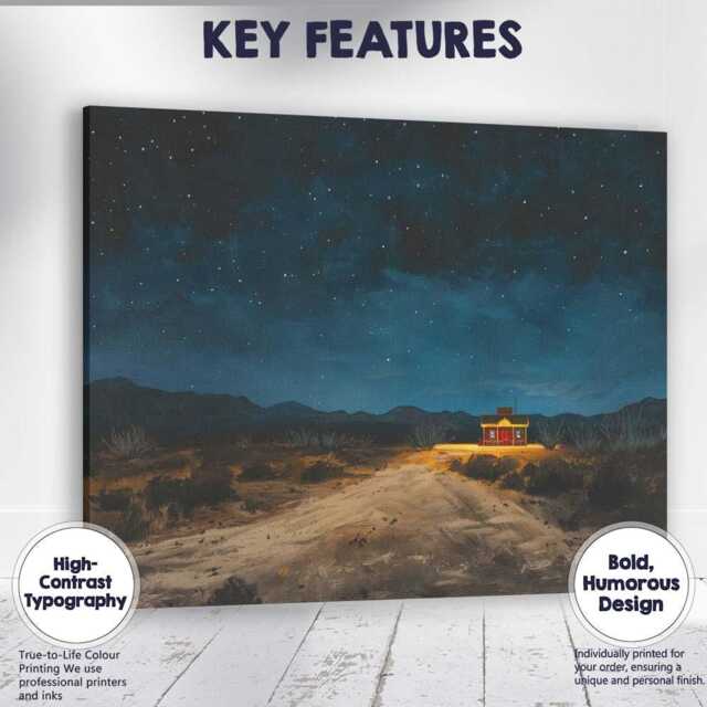 Lone Desert Cabin Under Starry Night Sky Canvas Wall Art Print Decor Picture Ready To Hang - image 1