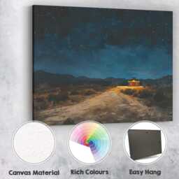 Lone Desert Cabin Under Starry Night Sky Canvas Wall Art Print Decor Picture Ready To Hang - thumbnail 2