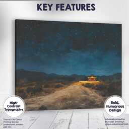 Lone Desert Cabin Under Starry Night Sky Canvas Wall Art Print Decor Picture Ready To Hang - thumbnail 1