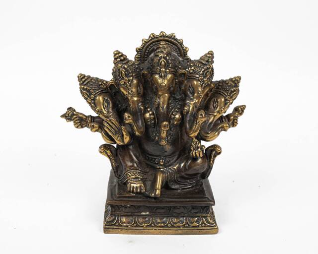 Ganesh With Five Heads Bronze Statue, 5.5 - image 1