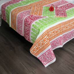 Hand Block Print Cotton Bedsheet, Bedspread, Bedding, Bed Linen, Flat Sheet.100 % Soft Premium Cotton.queen Size, Bed Sheet, Boho, Bohemian, Picnic