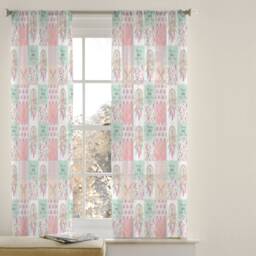 Pink Dream Catcher Nursery Curtains Handmade Cotton Window Covering - thumbnail 2