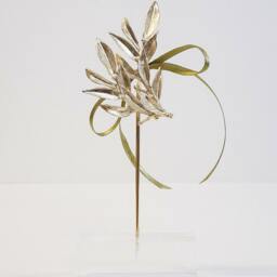 Gold Plated Bronze Olive Branch On Perspex Stand, Greek Art - thumbnail 2