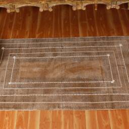Hand Block Printed Cotton Rug Brown Boho Area Rug With Tassels - thumbnail 2