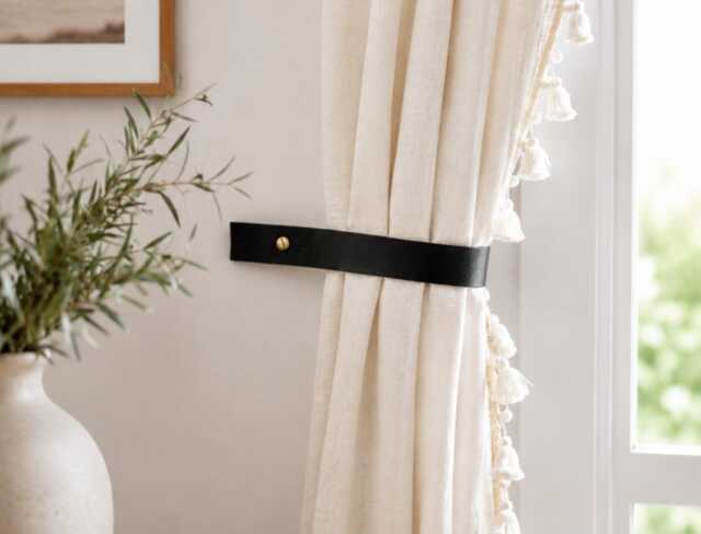 Leather Curtain Tie Back - Holdback - image 1