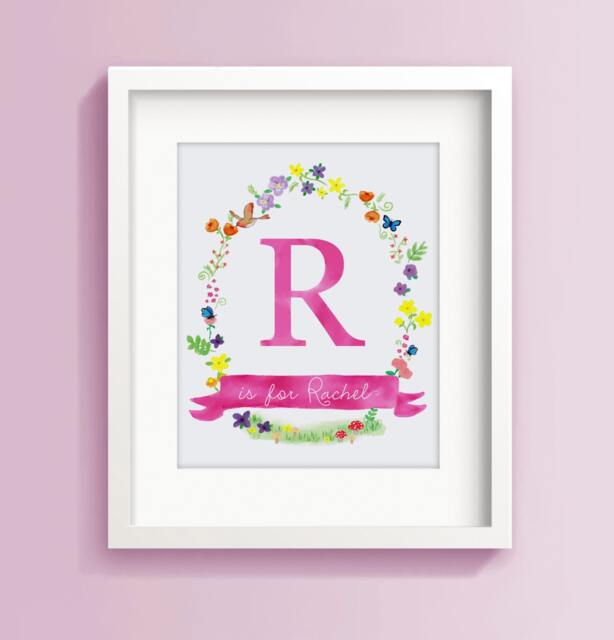 Personalized Name Sign - Monogram Initial Print Custom Nursery Decal Baby Art By Sweet Cheeks Images - image 1
