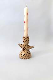 Handmade Ceramic Polka Dot Candlestick, Modern Sculptural Pottery Decor