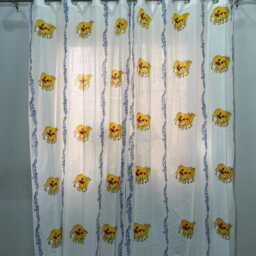 Hand Block Printed Cotton Curtain Indian Cow Design, Grommet Top - thumbnail 2