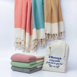 Personalised Soft Cotton Throw Blanket - Retirement Gift For Mothers 2nd Anniversary Birthday Gift Set - thumbnail 2