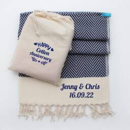 Personalised Soft Cotton Throw Blanket - Retirement Gift For Mothers 2nd Anniversary Birthday Gift Set - thumbnail 3