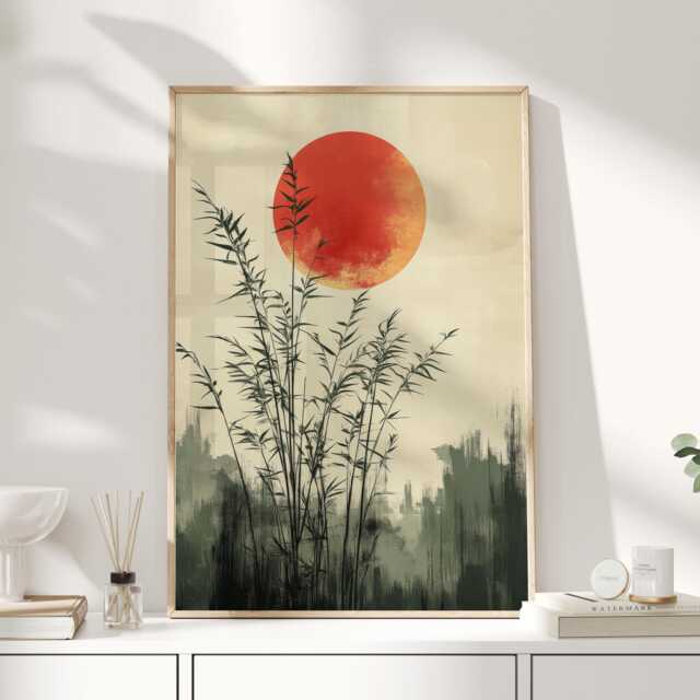 Japanese Bamboo Print - Japandi Wall Art Oriental Zen Poster Minimalist Decor For Living Room & Bedroom - image 1