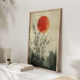 Japanese Bamboo Print - Japandi Wall Art Oriental Zen Poster Minimalist Decor For Living Room & Bedroom - thumbnail 3