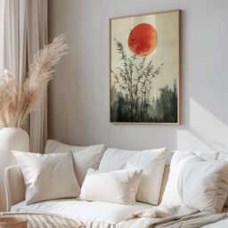 Japanese Bamboo Print - Japandi Wall Art Oriental Zen Poster Minimalist Decor For Living Room & Bedroom - thumbnail 2