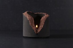 Lava Concrete Candle Lamp, Charcoal Copper Tealight Holder, Crystals Texture Design - Geode Collection