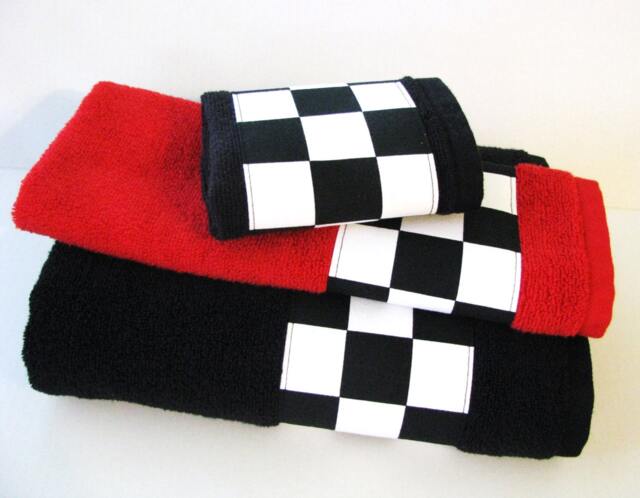 Checkered Flag Bath Towel Black & White Racing Decor - image 1