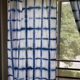 Clearance - Tie Dye Indigo Shibori Curtain Panel, Bohemian Curtains, Boho Decor, Beach Coastal Boho Set Of 2 - thumbnail 3