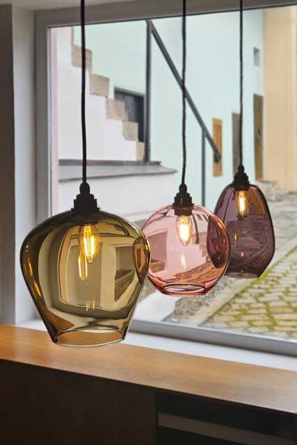 Three Blown Glass Pendant Lights. Unique Art Lighting For Dining Table & Bar - image 1