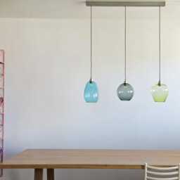 Three Blown Glass Pendant Lights. Unique Art Lighting For Dining Table & Bar - thumbnail 3