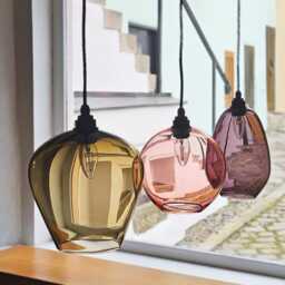 Three Blown Glass Pendant Lights. Unique Art Lighting For Dining Table & Bar - thumbnail 2
