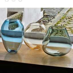 Three Blown Glass Pendant Lights. Unique Art Lighting For Dining Table & Bar - thumbnail 4