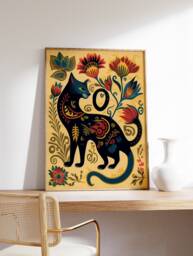 Mexican Cat Poster, Print, Art Vintage Wall Art, Lovers Gift, Latin American Decor, Gift Idea - thumbnail 1