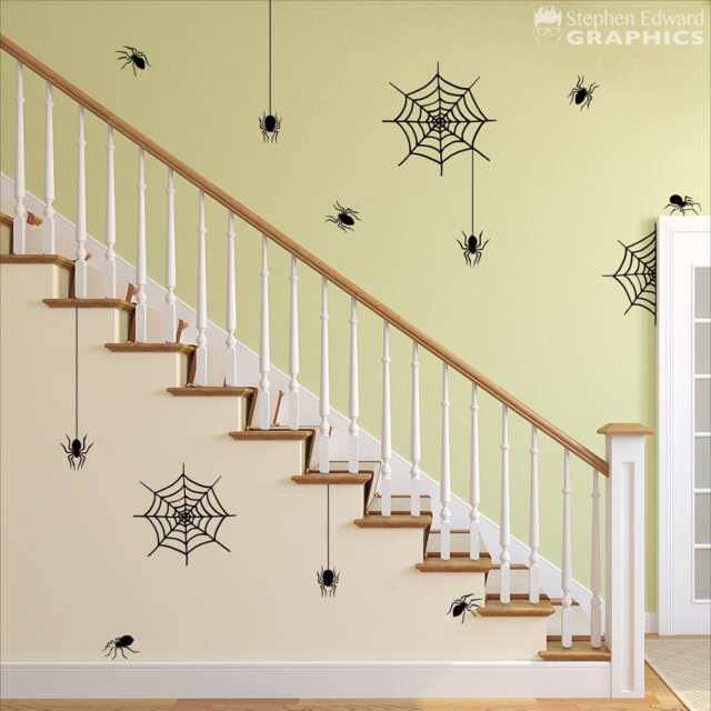Spider & Spiderweb Decal Set Halloween Wall Decor - image 1