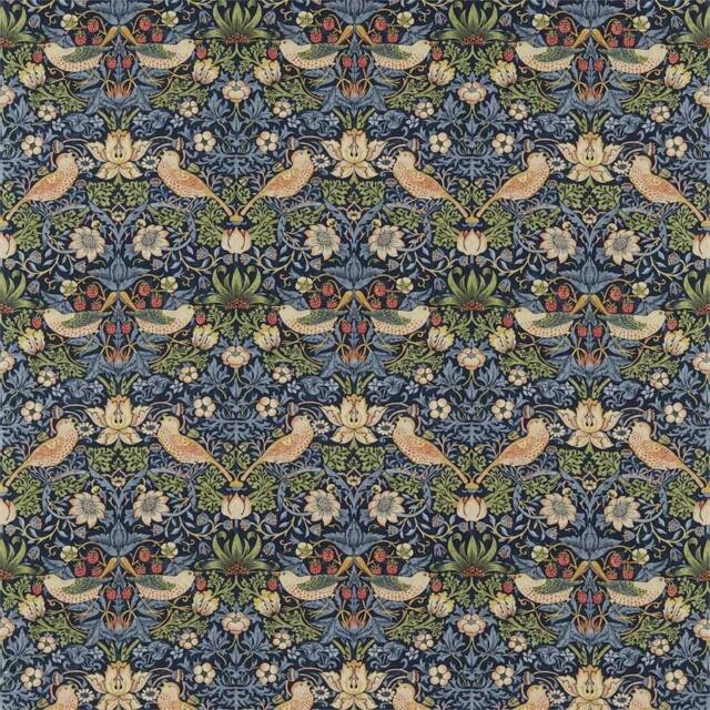 Morris & Co Strawberry Thief Door Curtain Indigo - image 1