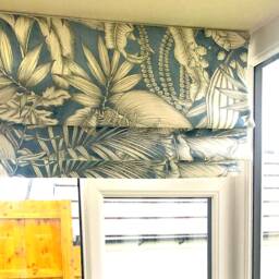 Handmade Roman Blind Iliv Caicos Chambray Denim Blue Leaf Print - thumbnail 3