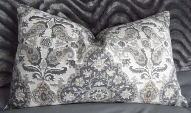 Waverly Castille Noir.pillow Covers.toss Pillows.slipcovers.cushion Covers.linen.cotton.damask.paisley.fall Decor Pillows.throw Pillows - image 1