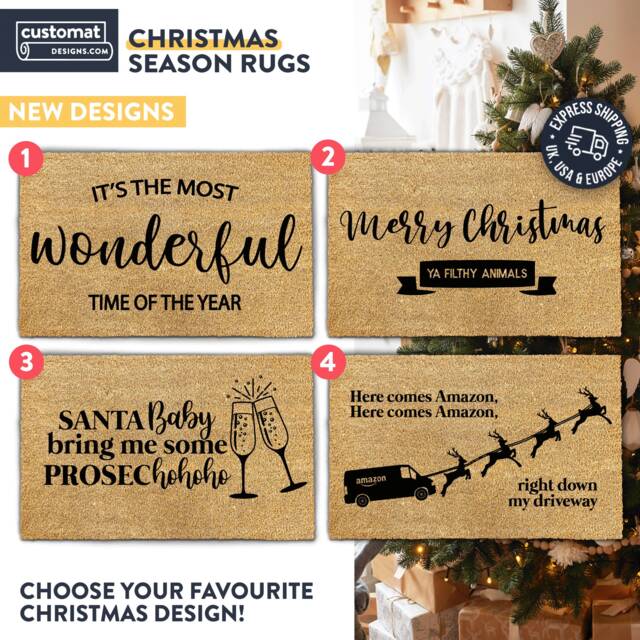 Festive Welcome, Christmas Doormat With Seasonal Design, Deck The Halls, For A Entrance, Merry - image 1