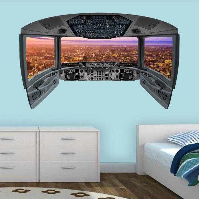 Airplane Decor Pilot Gifts For Men Wall Decal - London City View Peel & Stick Stickers Kids - Vwaq Cp18 - image 1