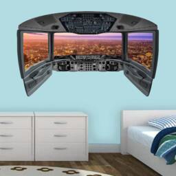 Airplane Decor Pilot Gifts For Men Wall Decal - London City View Peel & Stick Stickers Kids - Vwaq Cp18 - thumbnail 1