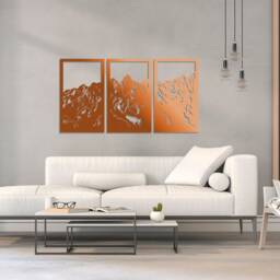 3D Stylish Wood Wall Art Decor, Mountains, Openwork Ornament Picture, Decorative Wooden Panel, Mountain Peak, Living Room - thumbnail 3