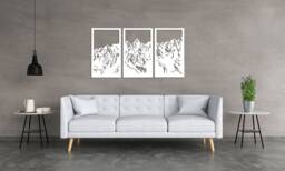 3D Stylish Wood Wall Art Decor, Mountains, Openwork Ornament Picture, Decorative Wooden Panel, Mountain Peak, Living Room - thumbnail 1