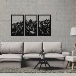 3D Stylish Wood Wall Art Decor, Mountains, Openwork Ornament Picture, Decorative Wooden Panel, Mountain Peak, Living Room - thumbnail 2
